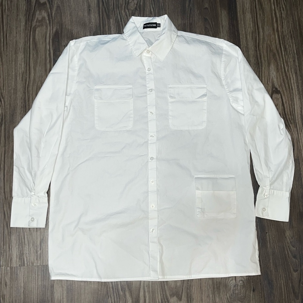 Pretty little thing white button down shirt/dress